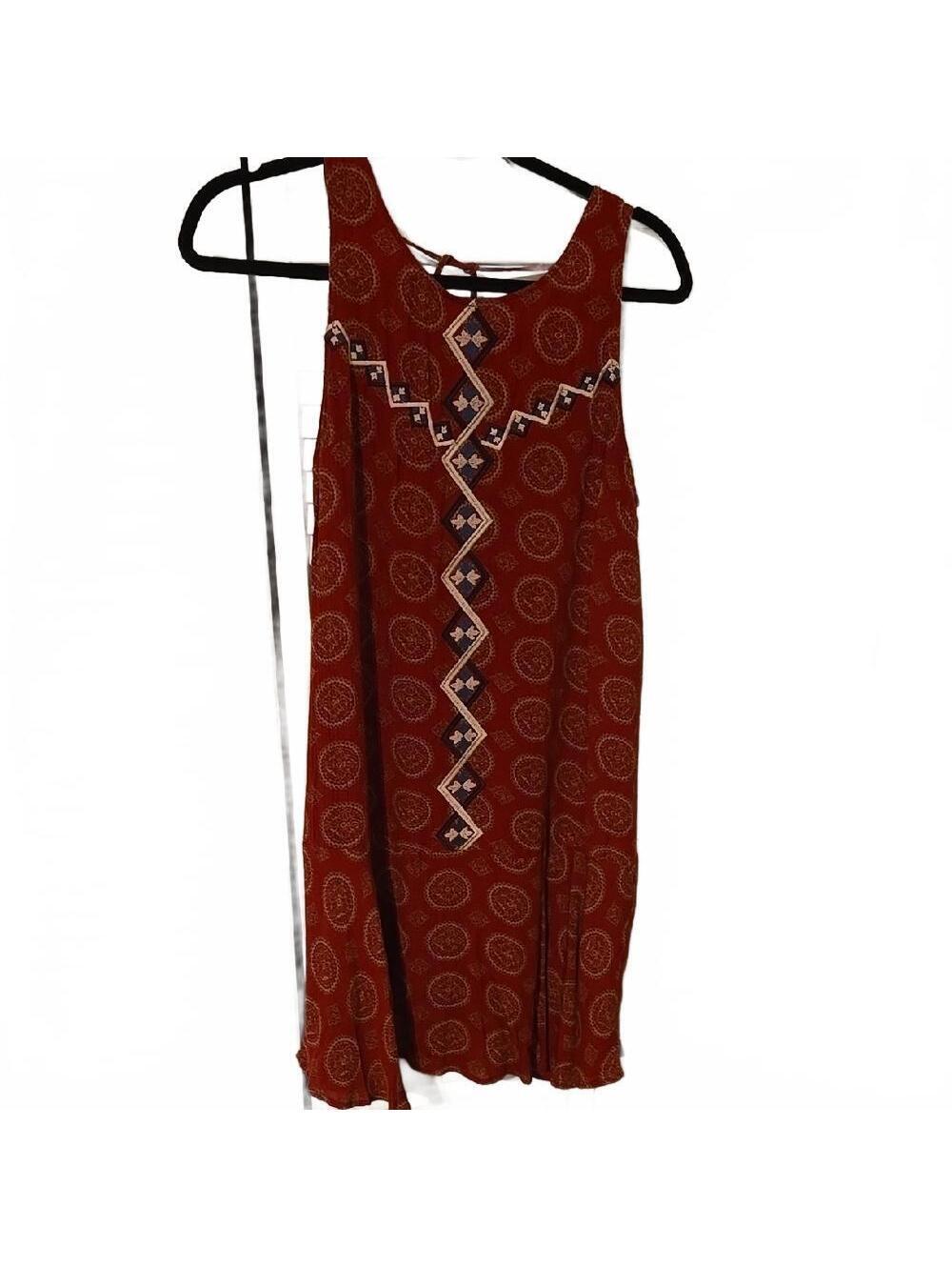 THML Embroidered Halter Sundress | Red Boho Festival Mini | Size S NWOT
